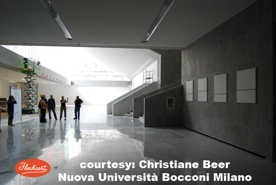 Opera in Sincer di Christiane Beer "Horizont - Variationen" 700x102x2,7 Sede della Nuova Università Bocconi di Milano 