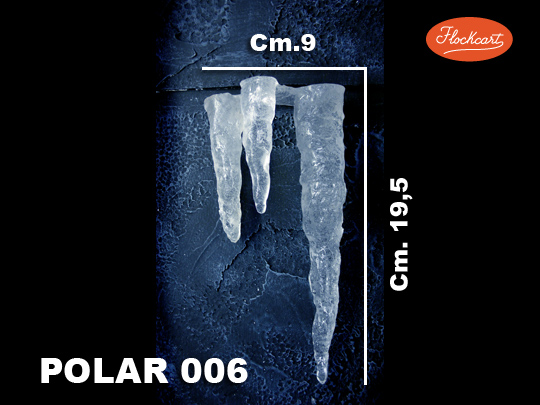 Stalattiti Polar Mod. 006. Composta da 3 stalattiti non in linea di medie dimensioni. Lunghezza massima Cm. 19,5 - Larghezza Cm. 9
 